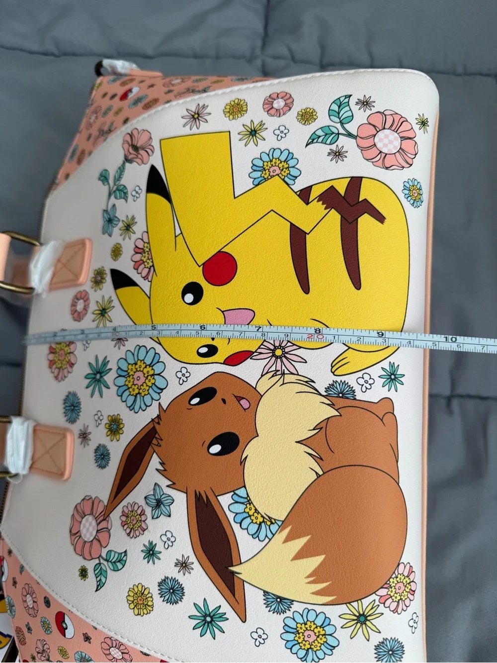 Loungefly Pikachu & Eevee Floral Pink Satchel Handbag w/ detachable strap.